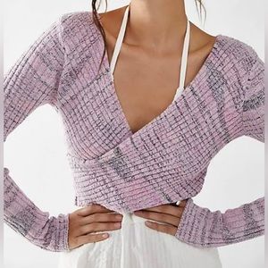 Free People Brooke Wrap Top (lilac fog combo) Size Medium